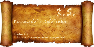 Koloszár Sándor névjegykártya
