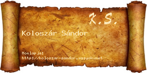Koloszár Sándor névjegykártya
