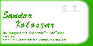 sandor koloszar business card